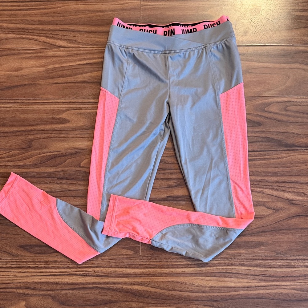 Energie Gray Leggings with Coral Pink Panels